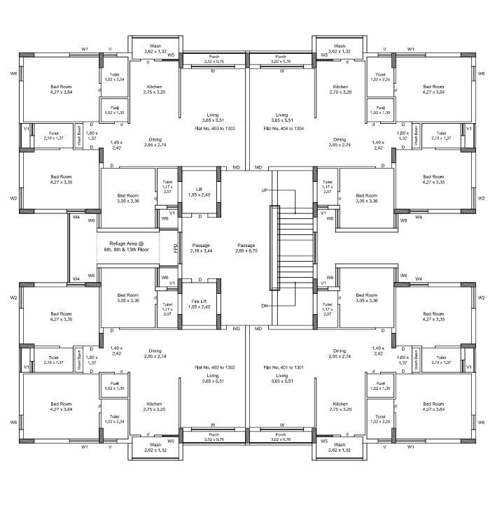 habitat C Cluster Plan from 4th to 13th Floor