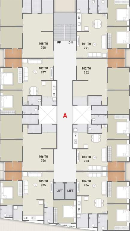  heights Heights Cluster Plan from 1st to 7th Floor