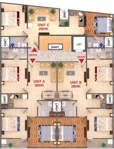  park-view-flats Escon Park View Flats Cluster Plan from 1st to 4th Floor