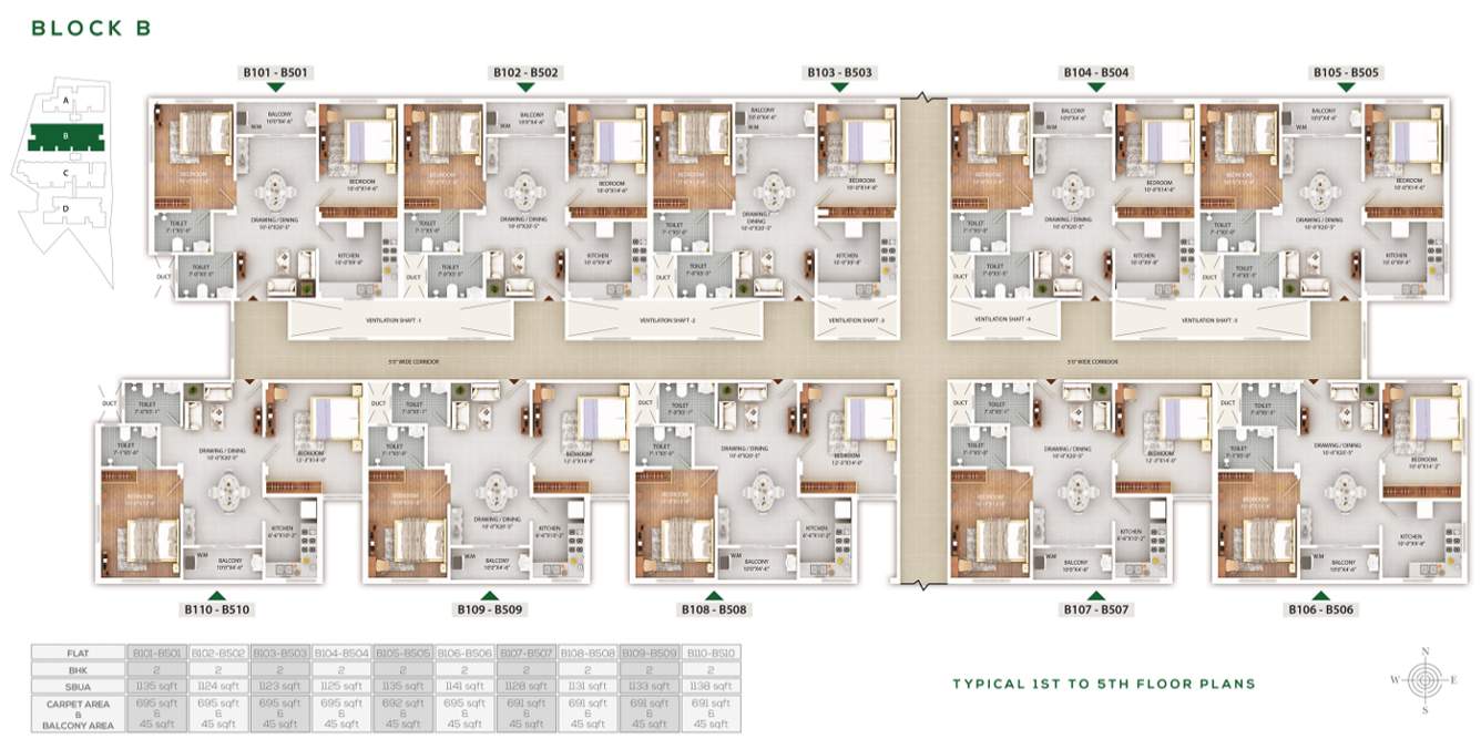  rashmi lifestyle Block B Cluster Plan from 1st to 5th Floor
