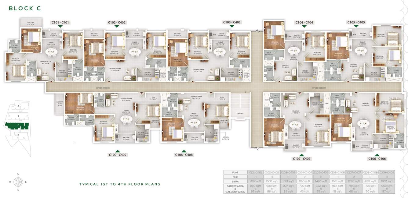  rashmi lifestyle Block C Cluster Plan from 1st to 4th Floor