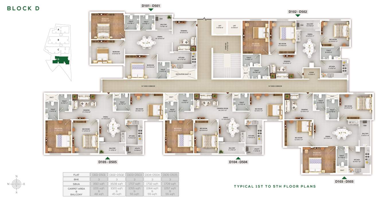  rashmi lifestyle Block D Cluster Plan from 1st to 5th Floor