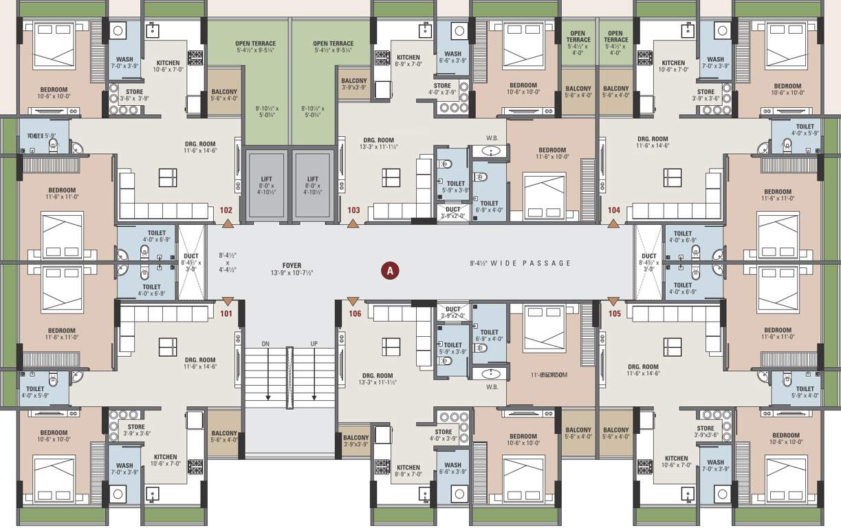  neelkanth greens Block A Cluster Plan from 1st to 7th Floor