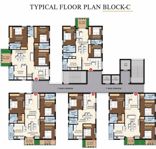  pramukh-elegance Block C Cluster Plan from 1st to 11th Floor