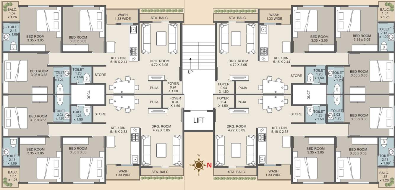 akshar green tower a3 to a9 A3 To A9 Cluster Plan from 1st to 5th Floor