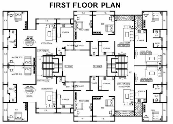  om-apartment Block A And B Cluster Plan For 1st Floor