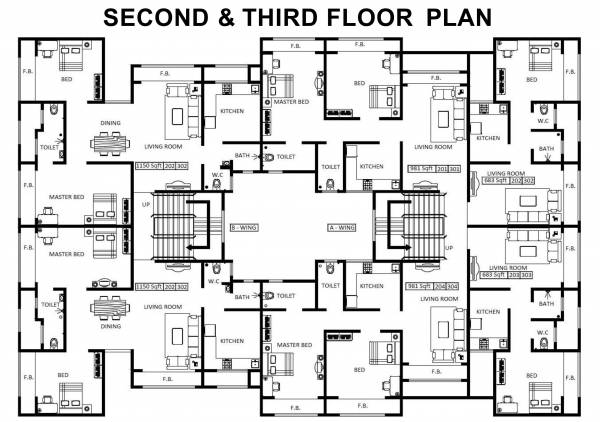  om-apartment Block A And B Cluster Plan From 2nd to 3rd Floor