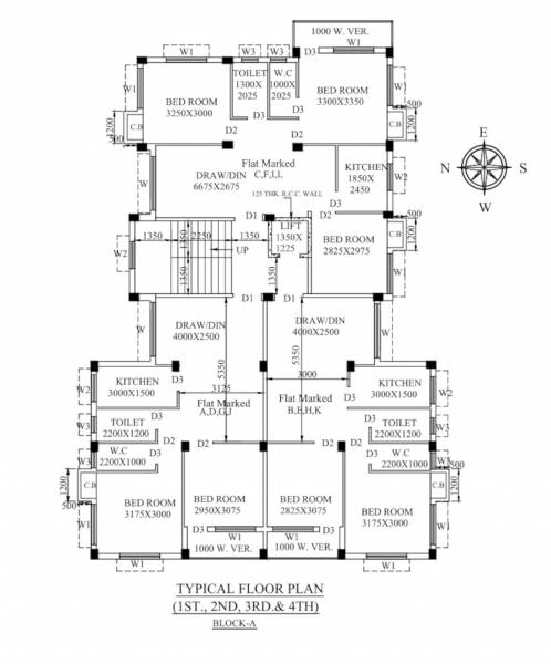  sukh Tower A Cluster Plan from 1st to 4th Floor