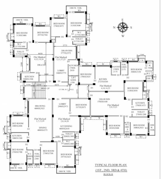  sukh Tower B Cluster Plan from 1st to 4th Floor