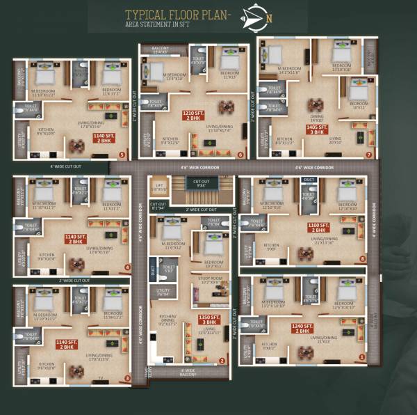  delight Delight Cluster Plan from 1st to 4th Floor