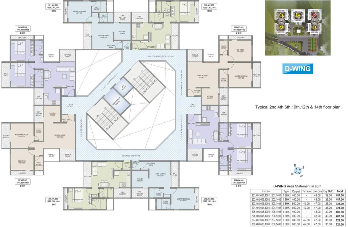  kaishori prangan Phase IV D Building Cluster Plan from 2nd, 4rth, 6th, 10th, 12th And  14th Floor