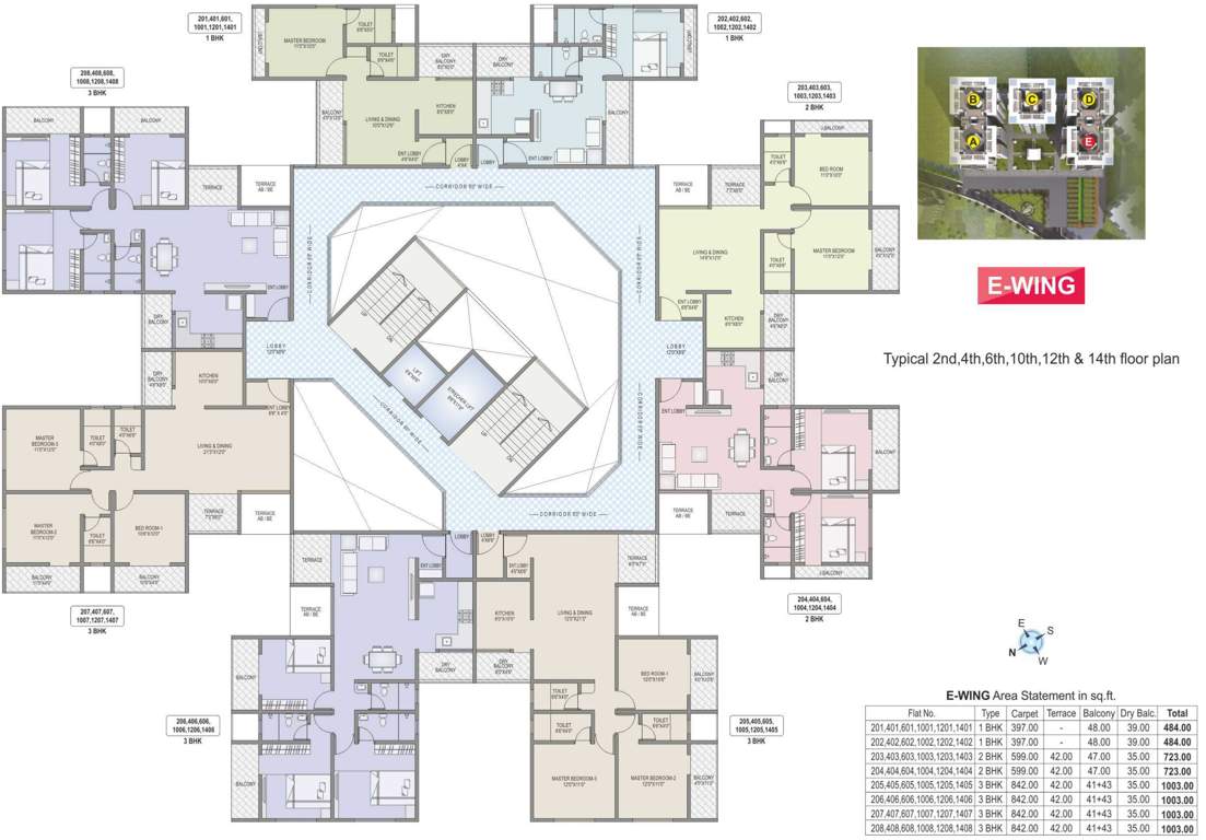  kaishori prangan Phase IV E Building Cluster Plan from 2nd, 4rth, 6th, 10th, 12th And  14th Floor