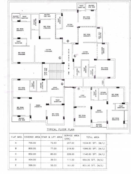  apartment Apartment Cluster Plan For Typical Floor