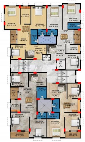  narayani-apartment-phase-2 Narayani Apartment Phase 2 Cluster Plan from 1st to 8th Floor
