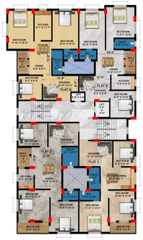  narayani apartment phase 2 Narayani Apartment Phase 2 Cluster Plan from 1st to 8th Floor