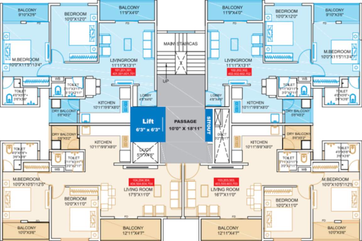  avenue Avenue Cluster Plan from 1st to 8th Floor