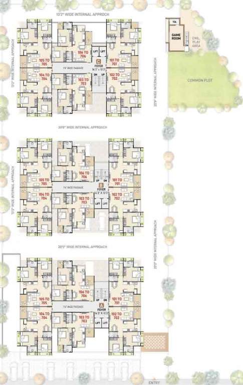  kadam greens Block A+B+C Cluster Plan from 1st to 7th Floor