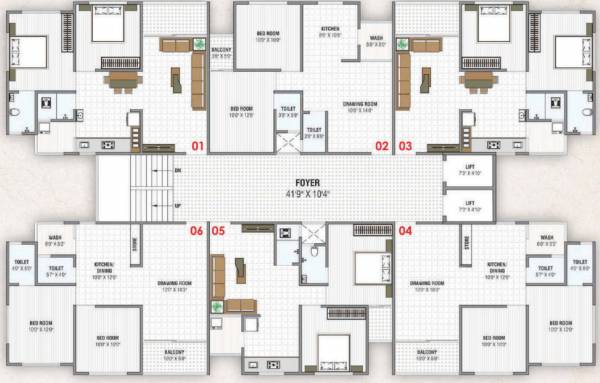  prarthna-elegance Block B Cluster Plan from 1st to 6th Floor