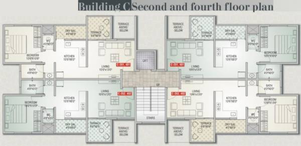  skyline-pride C Wing Cluster Plan from 2nd And 4th Floor