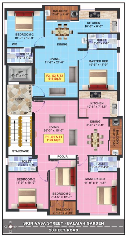  aparna Aparna Cluster Plan From 1st To 3rd Floor