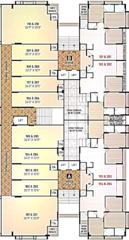  shyam status Block A and Block B Cluster Plan from 1st to 2nd Floor