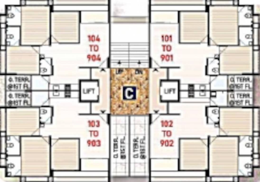  shyam status Block C Cluster Plan from 1st to 9th Floor