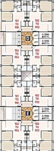  shyam-status Block D and Block E Cluster Plan from 1st to 9th Floor