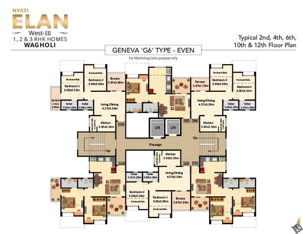  elan west iii G6 Cluster Plan For Even Floor