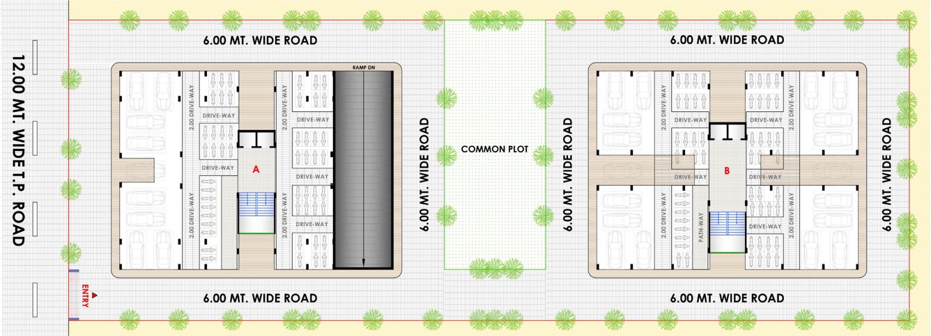  the nest residency Block A+B Ground Floor Cluster Plan