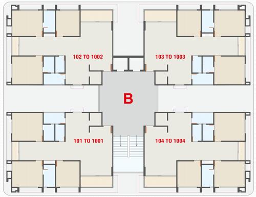  the-nest-residency Block B Cluster Plan from 1st to 10th Floor