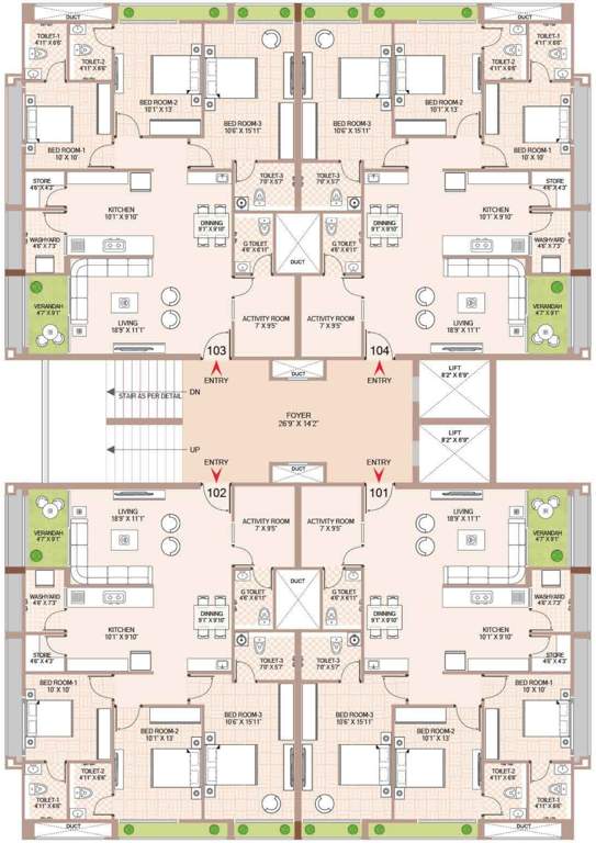  nandini heights Nandini Heights Cluster Plan from 1st to 10th Floor