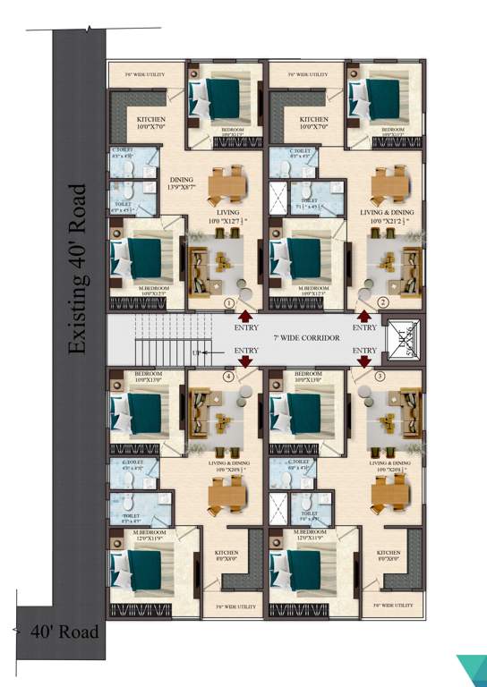  v 27 V 27 Cluster Plan For Typical Floor