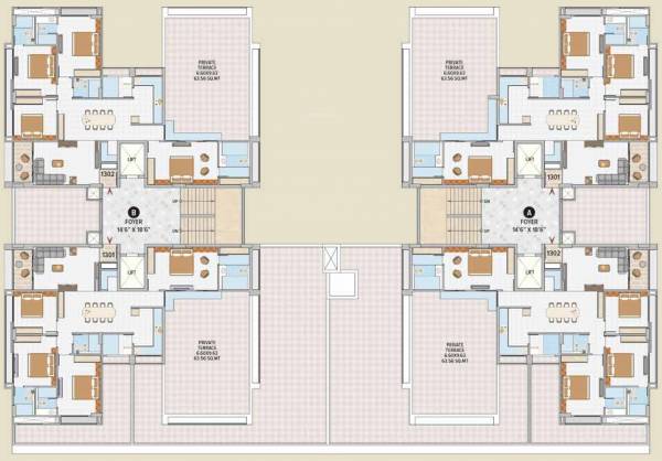  the-august A, B Cluster Plan For 13th Floor