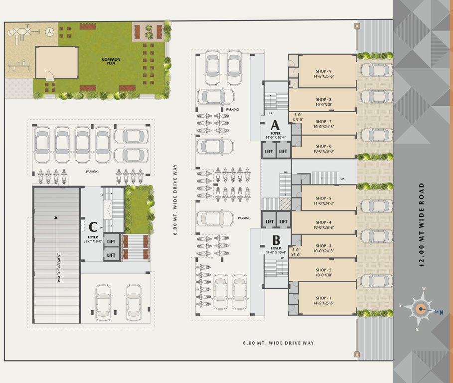  52 A, B, C Cluster Plan For Ground Floor