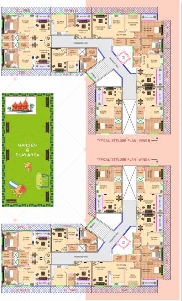  nistha-apartment Wing A,B Cluster Plan For 1st Floor