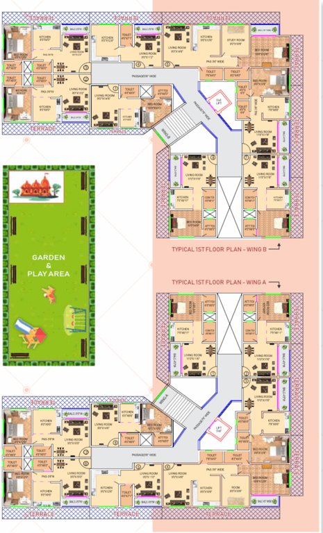 nistha apartment Wing A,B Cluster Plan For 1st Floor