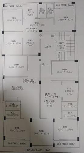  tirupati-balaji-apartment Tirupati Balaji Apartment Cluster Plan For Typical Floor