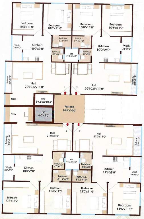  shree vrajdham residency A Cluster Plan From 1st To 5th Floor