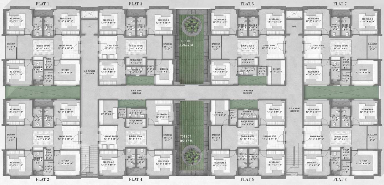  hill top Ayati Hill Top Cluster Plan from 1st to 6th Floor