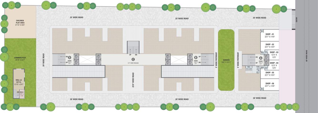  shivanta sky A, B, C, D Cluster Plan For Ground Floor