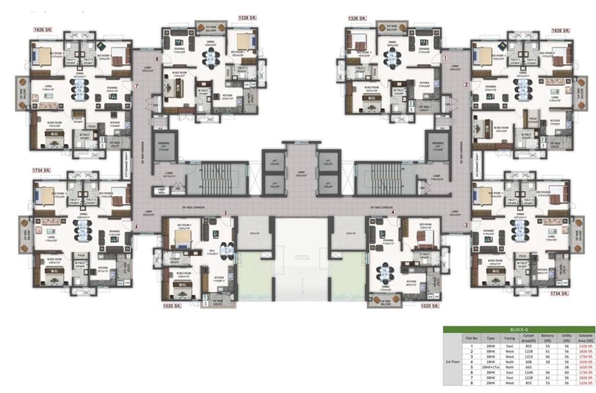  zenon Block G Cluster Plan for 1st Floor