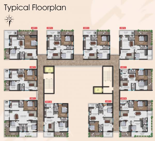  neeladri-basil Neeladri Basil Cluster Plan for Typical Floor