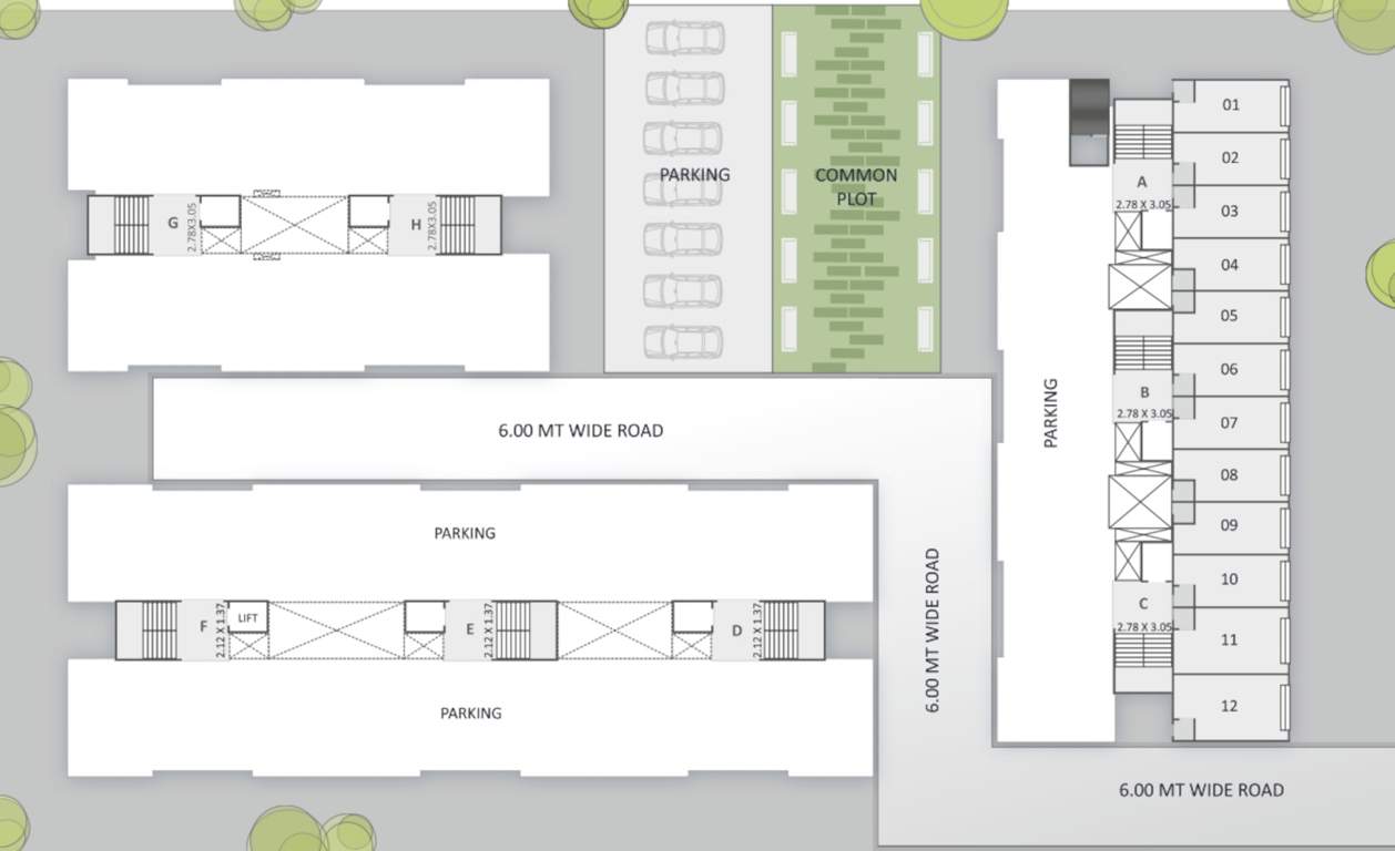 shree siddheshwar hilltop Block A,B,C,D,E,F,G,H Cluster Plan for ground Floor
