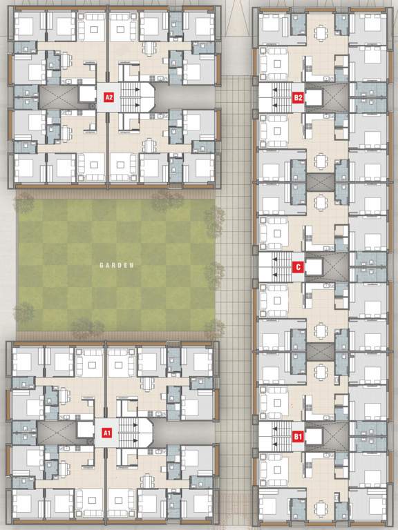 shaligram flats A1, A2, B1, B2, C Typical Cluster Plan From 1st To 5th Floor