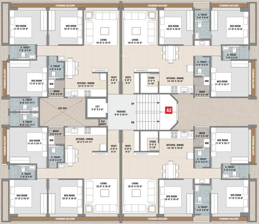  shaligram flats A2 Typical Cluster Plan