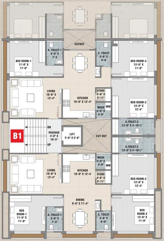  shaligram flats B1 Typical Cluster Plan