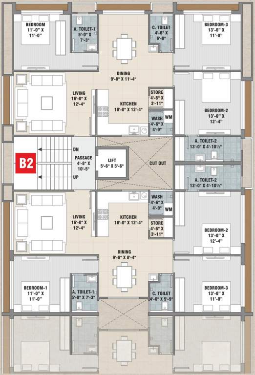  shaligram flats B2 Typical Cluster Plan