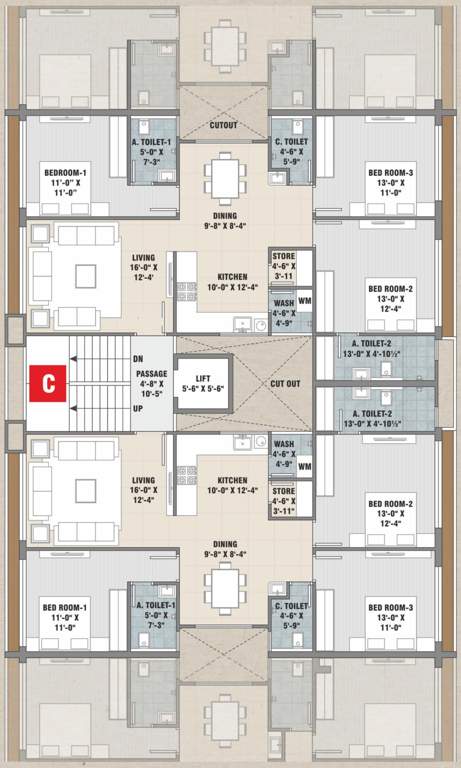  shaligram flats c Typical Cluster Plan