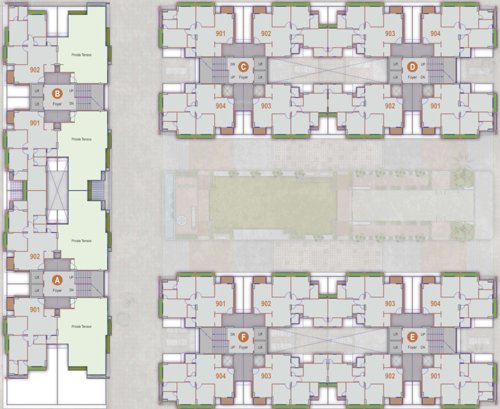  renown Block A+B+C+D+E+F Cluster Plan for 9th Floor