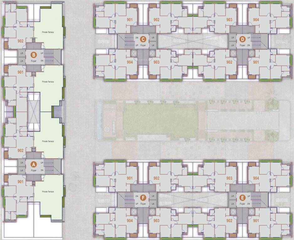  renown Block A+B+C+D+E+F Cluster Plan for 9th Floor